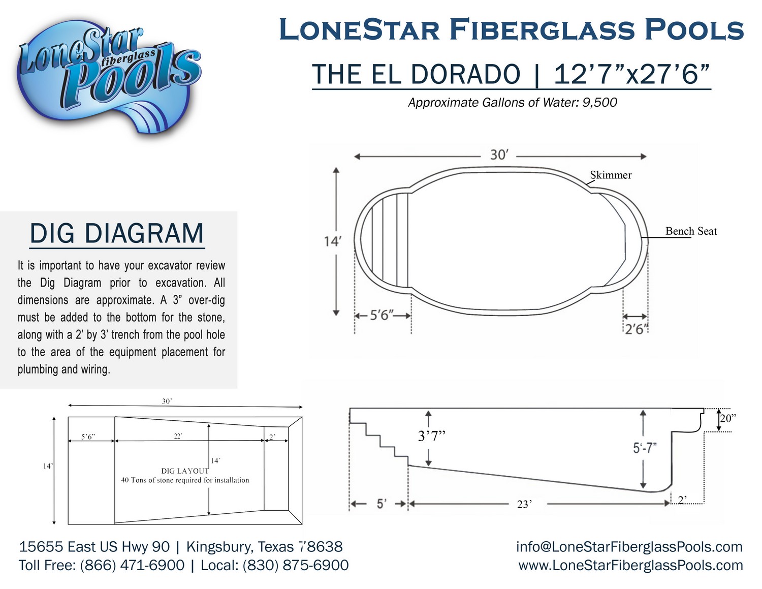 DIG DIAGRAMS - Lonestar Fiberglass Pools