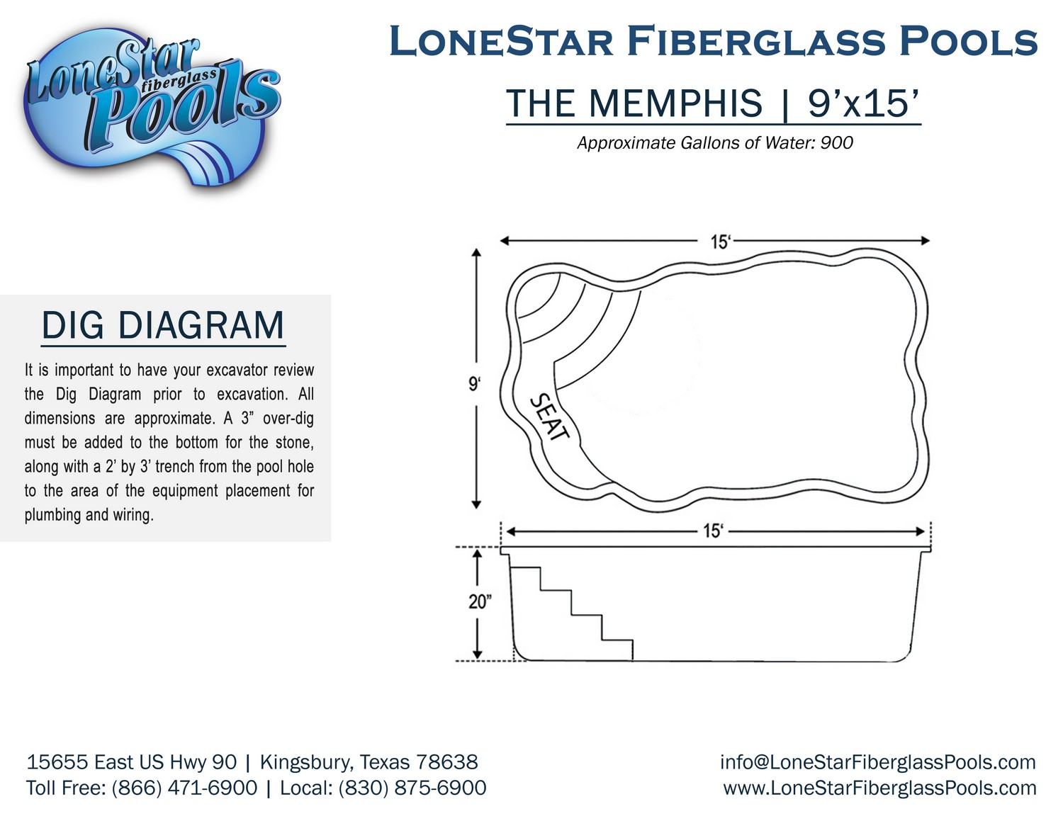 DIG DIAGRAMS - Lonestar Fiberglass Pools