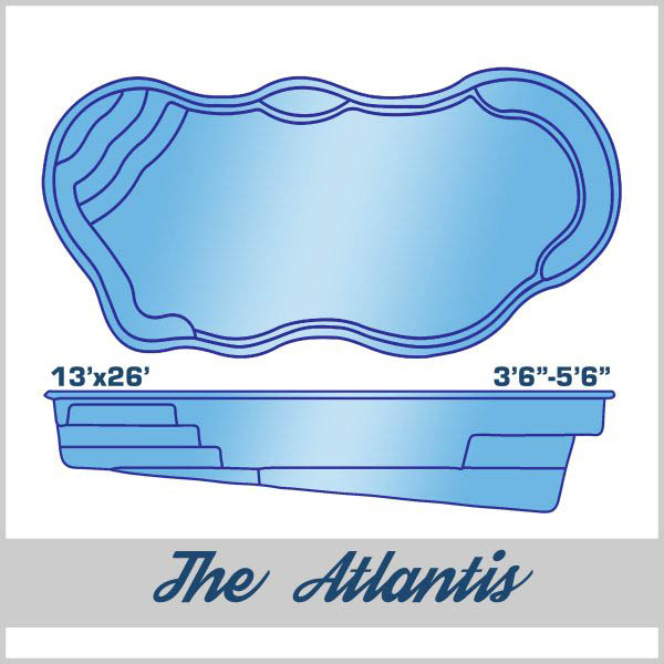 The Atlantis Fiberglass Pools Austin Dimensional Diagram by Lonestar Fiberglass Pool of New Braunfels engineered and built to last a lifetime