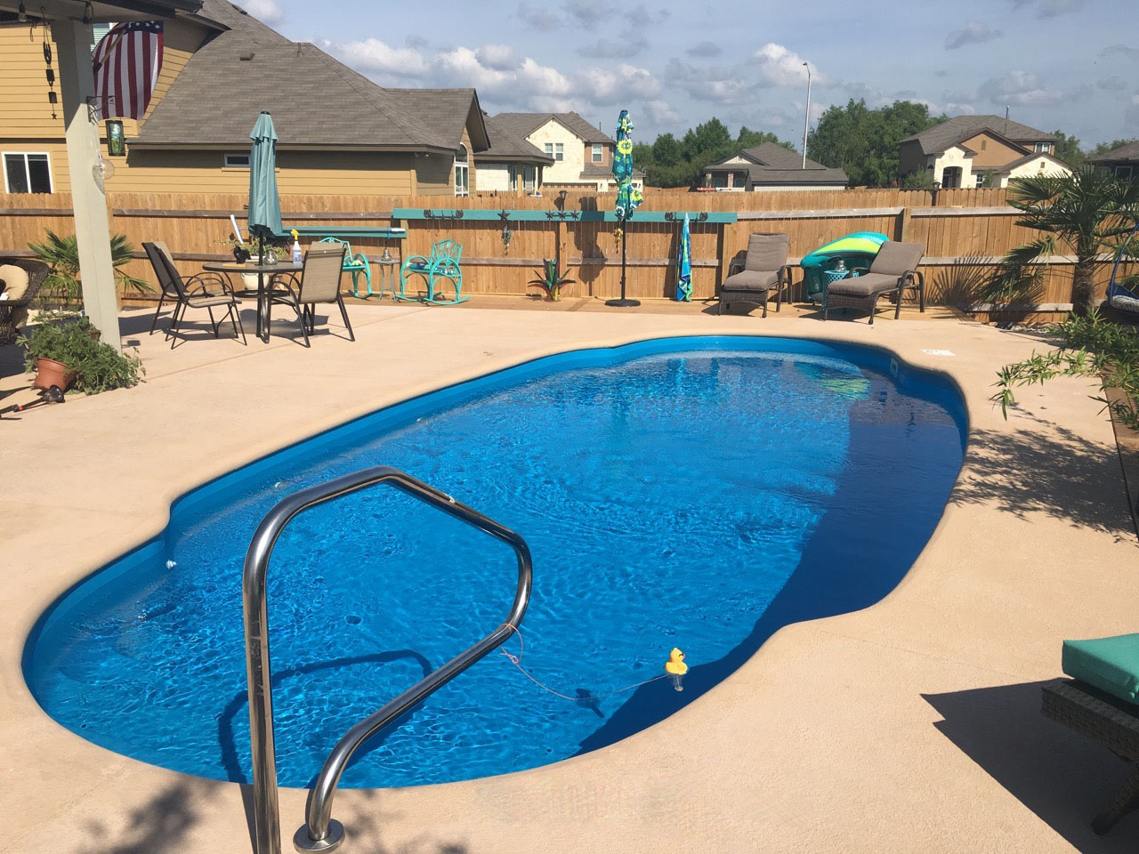 The El Dorado Model fiberglass pools San Antonio manufactured by Lonestar Fiberglass Pool New Braunfels Texas engineered for a lifetime
