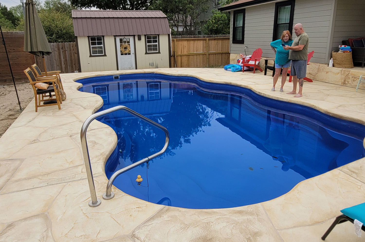Lonestar Inground Fiberglass Pools Shavano Park Texas Manufacturing Pool for a private backyard oasis and staycation without the hassle