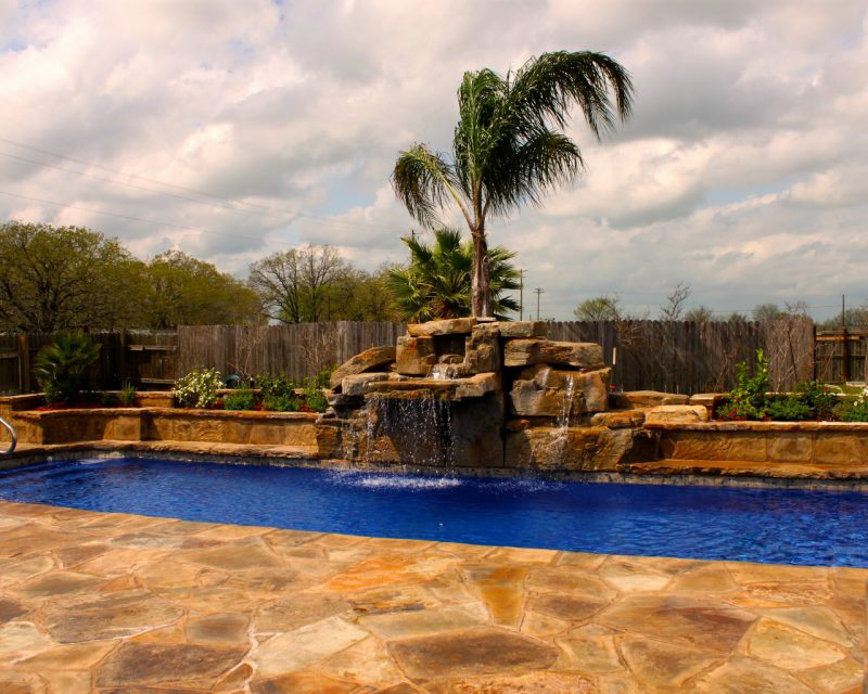 Tyler Texas Inground Fiberglass Pools Vegas Style by Lonestar Pool manufacturing in New Braunfels providing you a private backyard oasis
