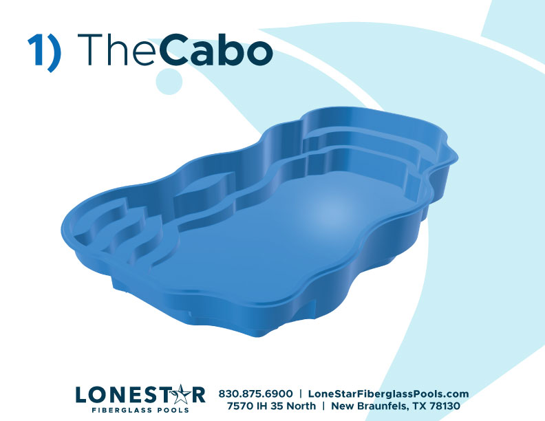 Sleek curvy fiberglass pool in modern backyard paradise. Explore custom designs - Lonestar Pools