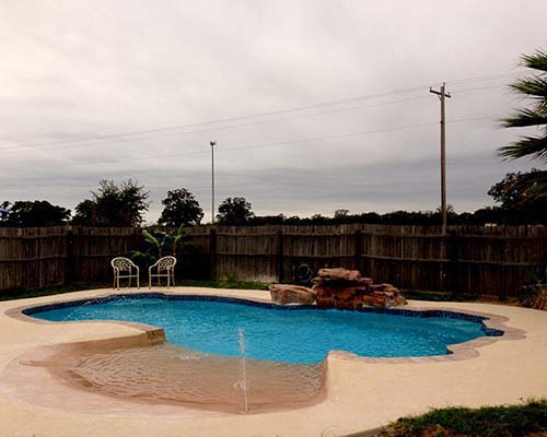 Gary Beach Entry Fiberglass Inground Pool Contractor Highland Oaks Texas Canyon Lake professional swimming pools company style